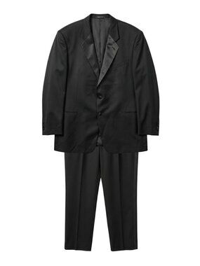 Armani Collezioni Black Wool Smoking Suit - Size IT 48L / US 38L